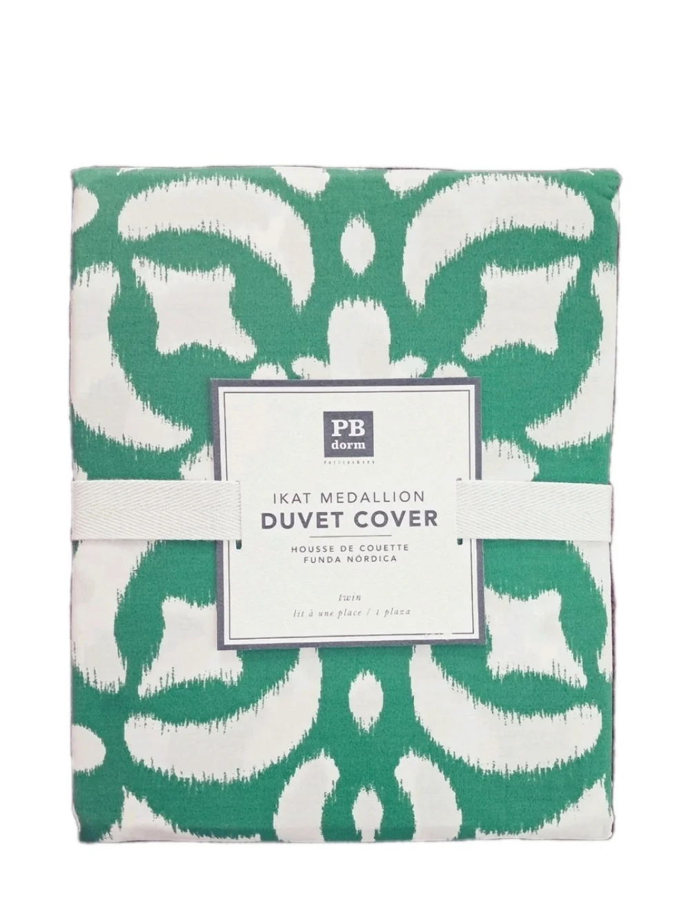Pottery Barn Teen Ikat Medallion Duvet Cover Twin Green 100% Cotton NWT